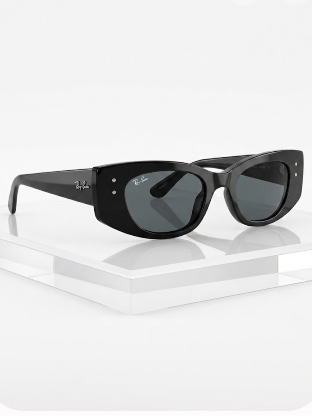 Ray-Ban Women's Glossy Black Cat-Eye Sunglasses with Dark Lenses